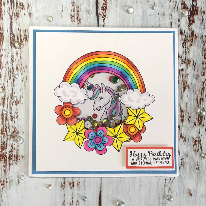 Unicorn Shaker Card by Terri (Veegstez Creates) Unicorn Shaker Card
